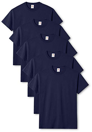 Fruit of the Loom Mens Original 5 Pack T-Shirt Camiseta, Azul (Navy), X-Large (Pack de 5) para Hombre