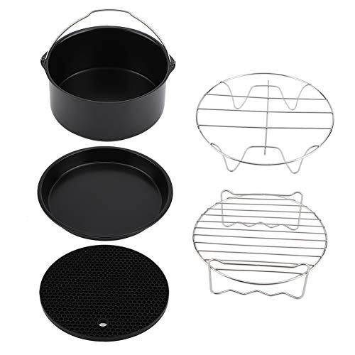 FTVOGUE 7 Pulgadas 5 unids/Set Universal Air Freidora Accesorios Kit Pizza Pan Cake Barril Metal Holder cocinar Herramientas para Hornear