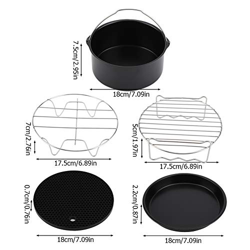 FTVOGUE 7 Pulgadas 5 unids/Set Universal Air Freidora Accesorios Kit Pizza Pan Cake Barril Metal Holder cocinar Herramientas para Hornear