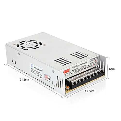 Fuente de Alimentación 12v DUMVOIN Regulable DC 12V 30A 360W Regulated Switching Power Supply Adjustable para LED Banda Strip Light