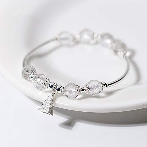 FUKAI Simple S925 Pulsera De Plata Mujer Cristal Blanco Colmena Pulsera Cuadrilátero Torre Pequeño Fresco para Las Mujeres Regalo