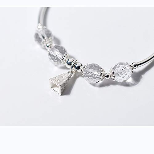 FUKAI Simple S925 Pulsera De Plata Mujer Cristal Blanco Colmena Pulsera Cuadrilátero Torre Pequeño Fresco para Las Mujeres Regalo