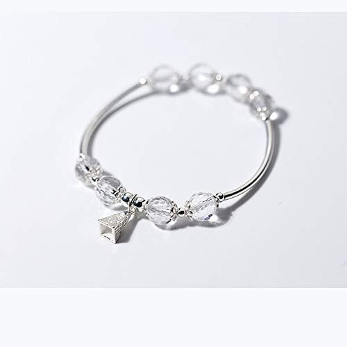 FUKAI Simple S925 Pulsera De Plata Mujer Cristal Blanco Colmena Pulsera Cuadrilátero Torre Pequeño Fresco para Las Mujeres Regalo