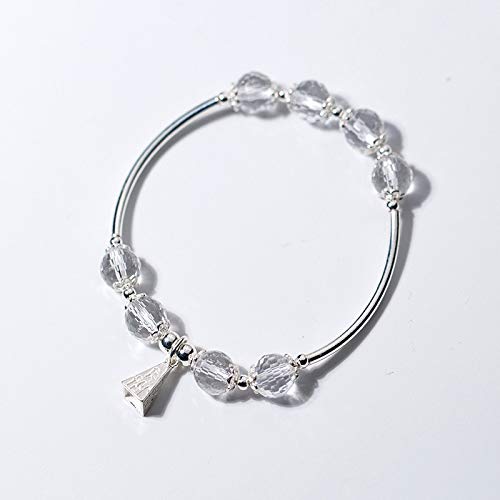 FUKAI Simple S925 Pulsera De Plata Mujer Cristal Blanco Colmena Pulsera Cuadrilátero Torre Pequeño Fresco para Las Mujeres Regalo