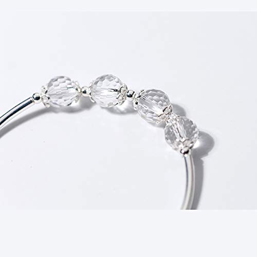 FUKAI Simple S925 Pulsera De Plata Mujer Cristal Blanco Colmena Pulsera Cuadrilátero Torre Pequeño Fresco para Las Mujeres Regalo