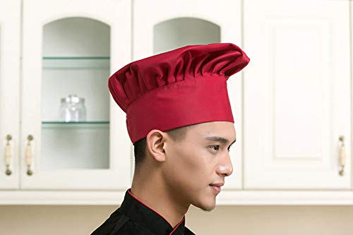 Fumee Kitchen Supply Gorra de chef ajustable, elástica, para niños y adolescentes rojo vino