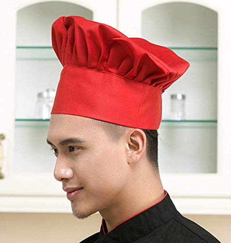 Fumeepro Kitchen Supply Gorra ajustable elástica para catering adultos para cocinar repostería y cocinero, gorro de cocinero para niños y adolescentes, disfraz de fiesta (rojo)