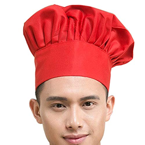 Fumeepro Kitchen Supply Gorra ajustable elástica para catering adultos para cocinar repostería y cocinero, gorro de cocinero para niños y adolescentes, disfraz de fiesta (rojo)