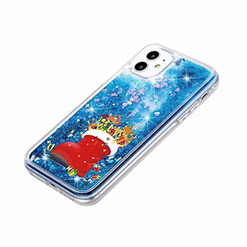 Funda de Navidad para Samsung Galaxy A21s con purpurina para Navidad con diseño de copo de nieve flotante, suave TPU muñeco de nieve con purpurina, color negro