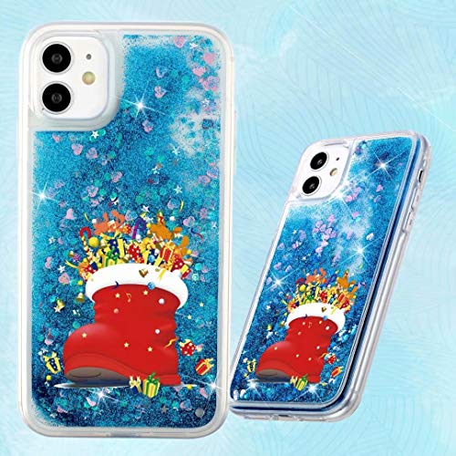 Funda de Navidad para Samsung Galaxy A21s con purpurina para Navidad con diseño de copo de nieve flotante, suave TPU muñeco de nieve con purpurina, color negro