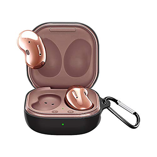 Funda de Silicona Samsung Galaxy Buds Live Cover para Estuche de Carga de, Silicone Skin Case LED Frontal Visible, Resistente a Golpes y Arañazos, Ajuste (Black)