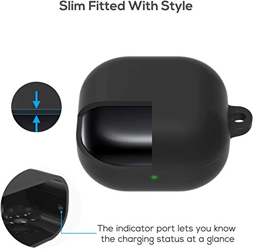 Funda de Silicona Samsung Galaxy Buds Live Cover para Estuche de Carga de, Silicone Skin Case LED Frontal Visible, Resistente a Golpes y Arañazos, Ajuste (Black)