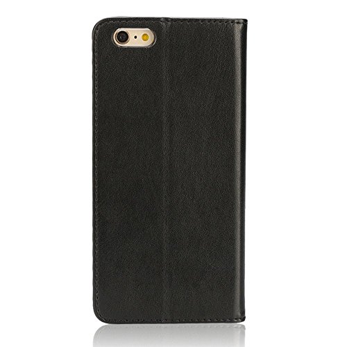 Funda iPhone 6 / 6S, IPHOX Cuero Fundas iPhone [Ranuras para Tarjetas][Cierre Magnético] [Soporte Plegable] [Ultra-Delgado]TPU Parachoques Cover Para Apple iPhone 6S / 6(Black)