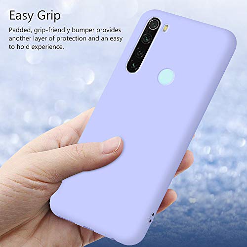 Funda para Xiaomi Redmi Note 8 + Protector de Pantalla de Vidrio Templado, Carcasa Ultra Fino Suave Flexible Silicona Colores del Caramelo Protectora Caso Anti-rasguños Case - Morado Claro