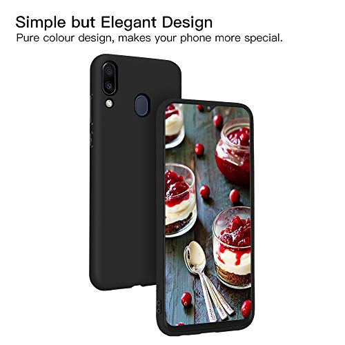 Funda Samsung Galaxy A40 + Protector de Pantalla de Vidrio Templado, Carcasa Ultra Fino Suave Flexible Silicona Colores del Caramelo Protectora Caso Anti-rasguños Back Case - Negro