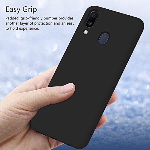 Funda Samsung Galaxy A40 + Protector de Pantalla de Vidrio Templado, Carcasa Ultra Fino Suave Flexible Silicona Colores del Caramelo Protectora Caso Anti-rasguños Back Case - Negro