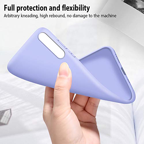 Funda Samsung Galaxy A50 + Protector de Pantalla de Vidrio Templado, Carcasa Ultra Fino Suave Flexible Silicona Colores del Caramelo Protectora Caso Anti-rasguños Back Case - Morado Claro