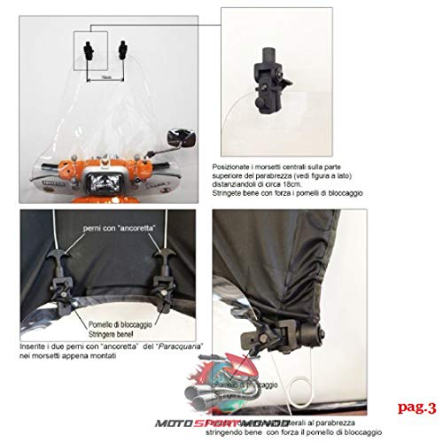 Funda Universal para Scooter Maxiscooter Isotta PQ01 se engancha y desengancha fácilmente al Parabrisas Protección contra el Aire, el Agua y el Sol