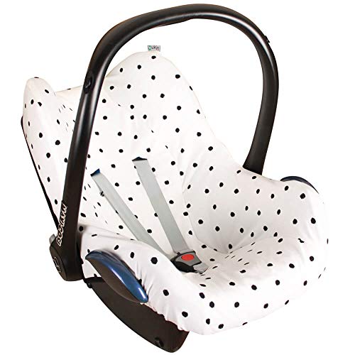 Fundas Para Sillas de Algodón para Silla de Coche Maxi Cosi Pebble (Plus, Pro), Cabriofix SPS, Citi, Rock Funda Silla Garantiza la Comodidad de la Piel del Bebé y Ayuda a no Sudar Guisantes Blancos