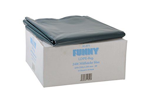 Funny AG-875 - Pack de 100 bolsas de basura, 240 l, tipo 80, color azul