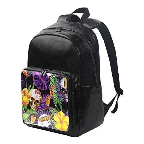 Funnyy - Mochila con diseño de Calavera de azúcar, Rana, Hojas de Flores, Bolso de Hombro, Senderismo, Camping, Mochila Escolar, Bolsa de Viaje, para niños, niñas, Hombres, Mujeres