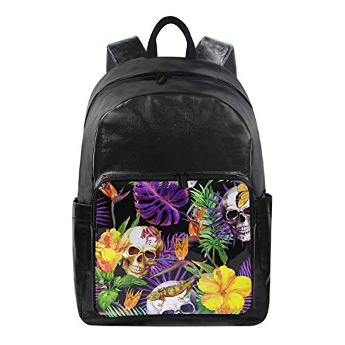 Funnyy - Mochila con diseño de Calavera de azúcar, Rana, Hojas de Flores, Bolso de Hombro, Senderismo, Camping, Mochila Escolar, Bolsa de Viaje, para niños, niñas, Hombres, Mujeres