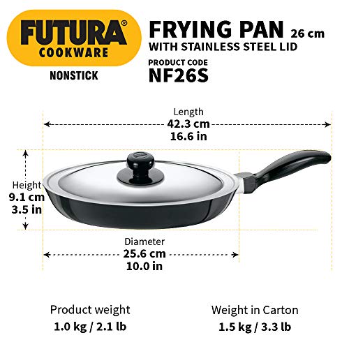 FUTURA Antiadherente 25,4 cm sartén con Tapa de Acero Inoxidable