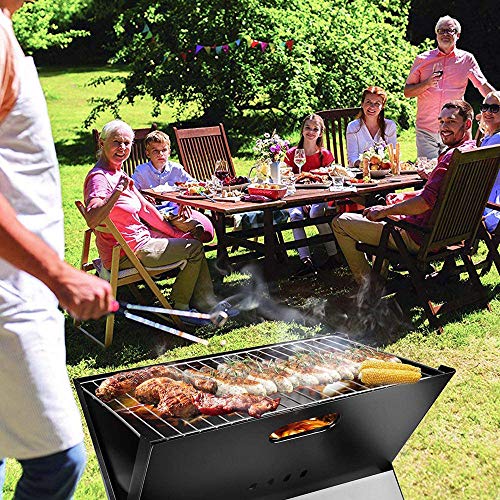 FYJK Parrilla de la Barbacoa Barbacoa de carbón portátil Plegable Barbacoa de sobremesa de Acero Inoxidable de sobremesa Premium para Cocina al Aire Libre Picnic Garden Terrace Camping Travel Negro