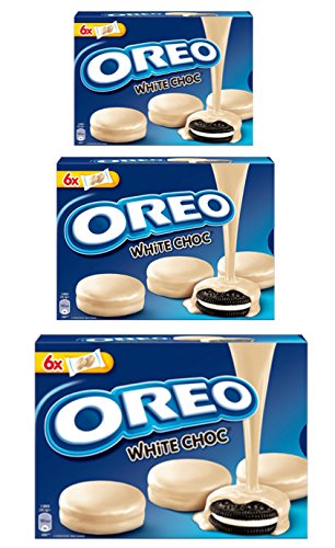 Galletas OREO cacao WHITE CHOC con vainilla relleno cubierto con chocolate blanco (3 x 246g)