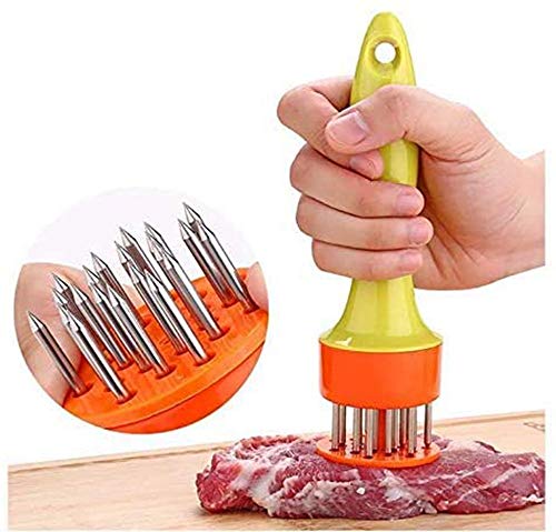 GAODA Aguja ablandadora de carne, martillo manual de acero inoxidable, para ablandar carne de cerdo carne en la cocina, sin ruido y sin salpicaduras. 19*5*5CM Amarillo-1 paquete