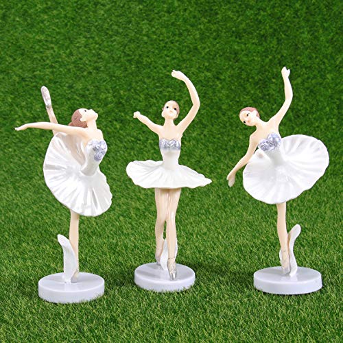 Garneck 3 Piezas Bailarina Bailarina de Ballet Estatua Figuras Adornos Adornos de Pastel Fiesta de cumpleaños de Navidad favorece Regalos para Bailarina (Blanco)