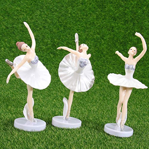 Garneck 3 Piezas Bailarina Bailarina de Ballet Estatua Figuras Adornos Adornos de Pastel Fiesta de cumpleaños de Navidad favorece Regalos para Bailarina (Blanco)