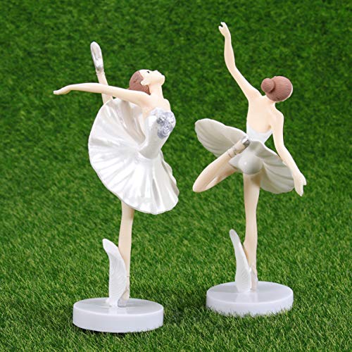 Garneck 3 Piezas Bailarina Bailarina de Ballet Estatua Figuras Adornos Adornos de Pastel Fiesta de cumpleaños de Navidad favorece Regalos para Bailarina (Blanco)