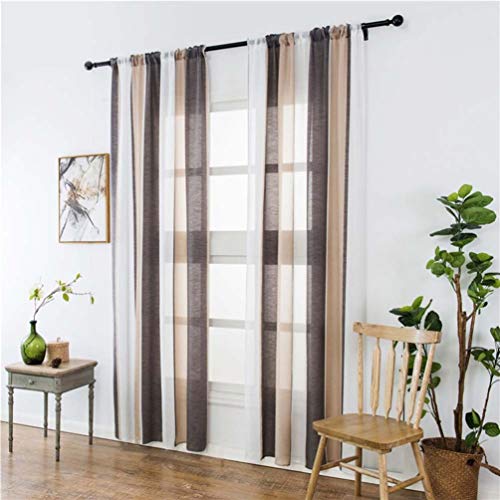 Garneck panel de cortina de gasa cortinas de ventana de tul semi transparentes modernas cortinas para dormitorio cocina baño decoración 100x200cm (café gris)