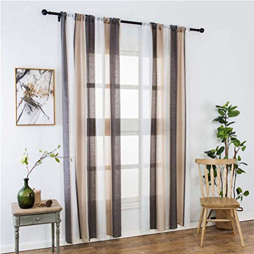Garneck panel de cortina de gasa cortinas de ventana de tul semi transparentes modernas cortinas para dormitorio cocina baño decoración 100x200cm (café gris)