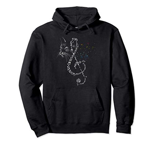 Gato Pussycat Kitty Notas Música Musical Llaves Nota Regalo Sudadera con Capucha