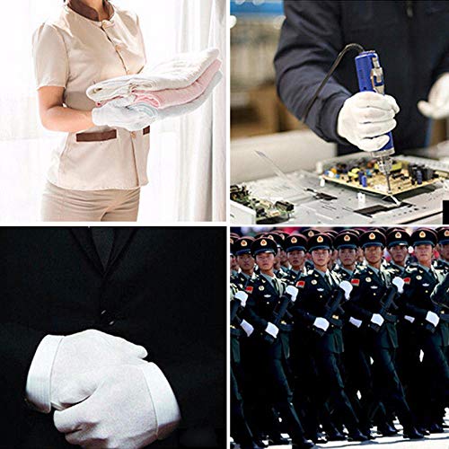 GBSTA Guantes De Boda 6 Piezas Inspección Blanca Guantes de Trabajo 100% algodón Guantes ceremoniales Hombre Mujer Servir Camareros Conductores Guantes de joyería,S