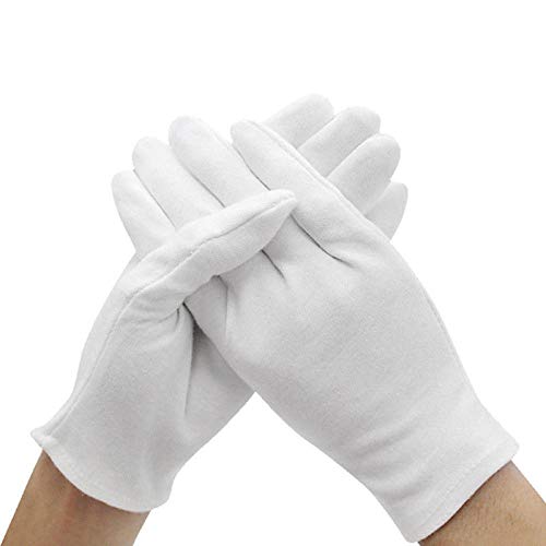 GBSTA Guantes De Boda 6 Piezas Inspección Blanca Guantes de Trabajo 100% algodón Guantes ceremoniales Hombre Mujer Servir Camareros Conductores Guantes de joyería,S