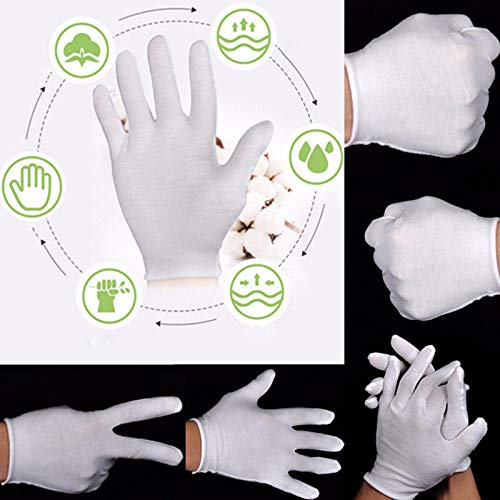 GBSTA Guantes De Boda 6 Piezas Inspección Blanca Guantes de Trabajo 100% algodón Guantes ceremoniales Hombre Mujer Servir Camareros Conductores Guantes de joyería,S