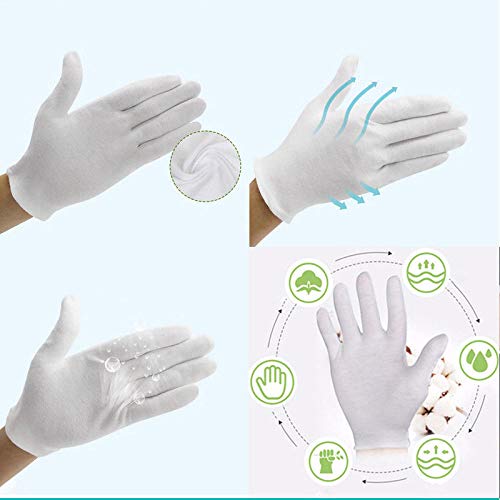 GBSTA Guantes De Boda 6 Piezas Inspección Blanca Guantes de Trabajo 100% algodón Guantes ceremoniales Hombre Mujer Servir Camareros Conductores Guantes de joyería,S