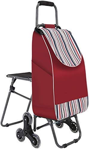 GBX Multifuncional plegable portable Carro autoservicio con ruedas, Compras subir escaleras Touring Trolley Compras 6 Pu Extractor con asiento robusto deflector impermeable de tela Oxford Aplicar a l