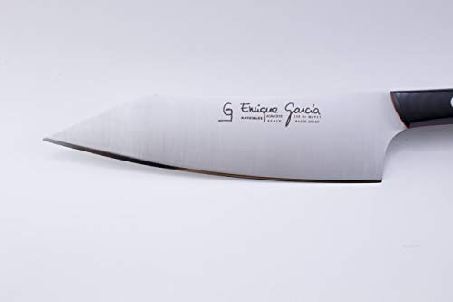 GC Enrique García Cuchillo de Cocina Profesional Japonés Kiritsuke 15 cm - Mango Micarta Negra - Acero Inoxidable X50CrMOV15