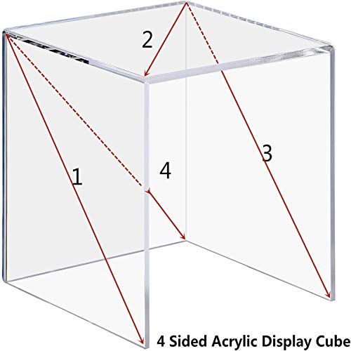 GDFS Soporte de exhibición Cube, 3 x 3 x 3 y 4 x 4 x 4 y 5 x 5 x 5 Pulgadas, 3 Piezas, Caja de Soporte de exhibición de acrílico, Vitrina de acrílico, Caja de Museo, 4 Lados