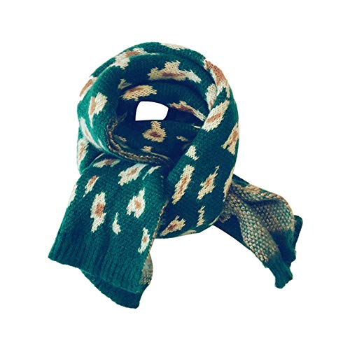 GDYX Bufanda 2019 Nuevo color Bufanda de leopardo Bufanda larga de lana tejida de invierno para hombres y mujeres 125cm Verde