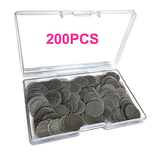 Gebildet 200 Piezas 15mm Filtros de Pipa de Fumar de Acero Inoxidable, Pantallas de Pipas, Filtros de Pantalla de Pipa para Fumar con Caja de Almacenaje (Color Plata)