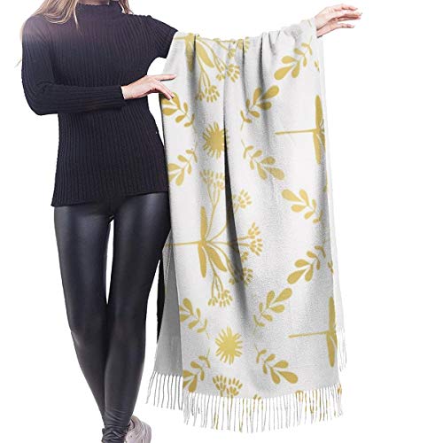 geckor Luxe Gold Foil Floral Lattice Seamless 1996 Bufanda de mujer Bufandas de moda Warm Wrap Shawl Cape Regalo de Navidad para madre novia hermana