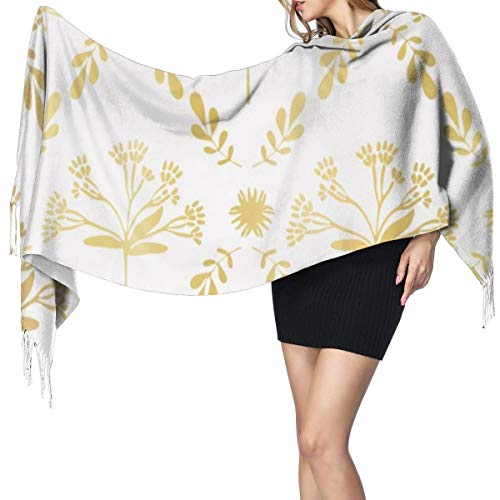 geckor Luxe Gold Foil Floral Lattice Seamless 1996 Bufanda de mujer Bufandas de moda Warm Wrap Shawl Cape Regalo de Navidad para madre novia hermana