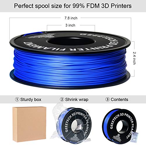 GEEETECH Filamento PLA 1.75mm para impresión 3D, 1kg Spool, Azul