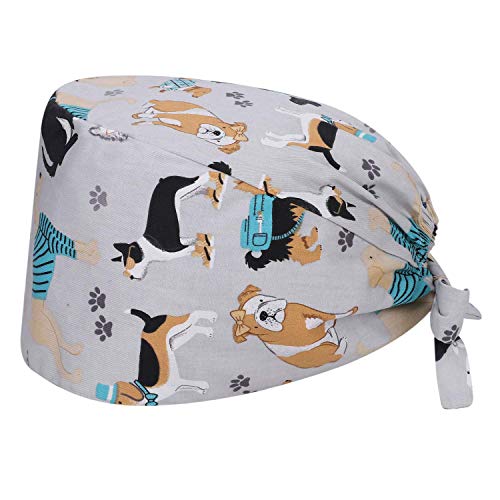 Generic Brands 2 Piezas de Gorro de Limpieza con Estampado Ajustable para Mujeres y Hombres, Gorro de Chef, Gorro de Cocina de Animales de Dibujos Animados