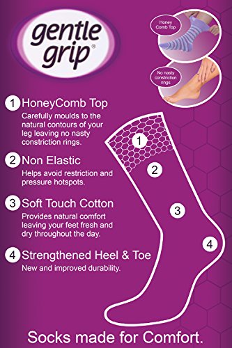 Gentle Grip – 6 pares de calcetines de algodón no elásticos para mujer 4-8 uk, 37-42 eur (4-8 uk, 37-42 eur, GG37)